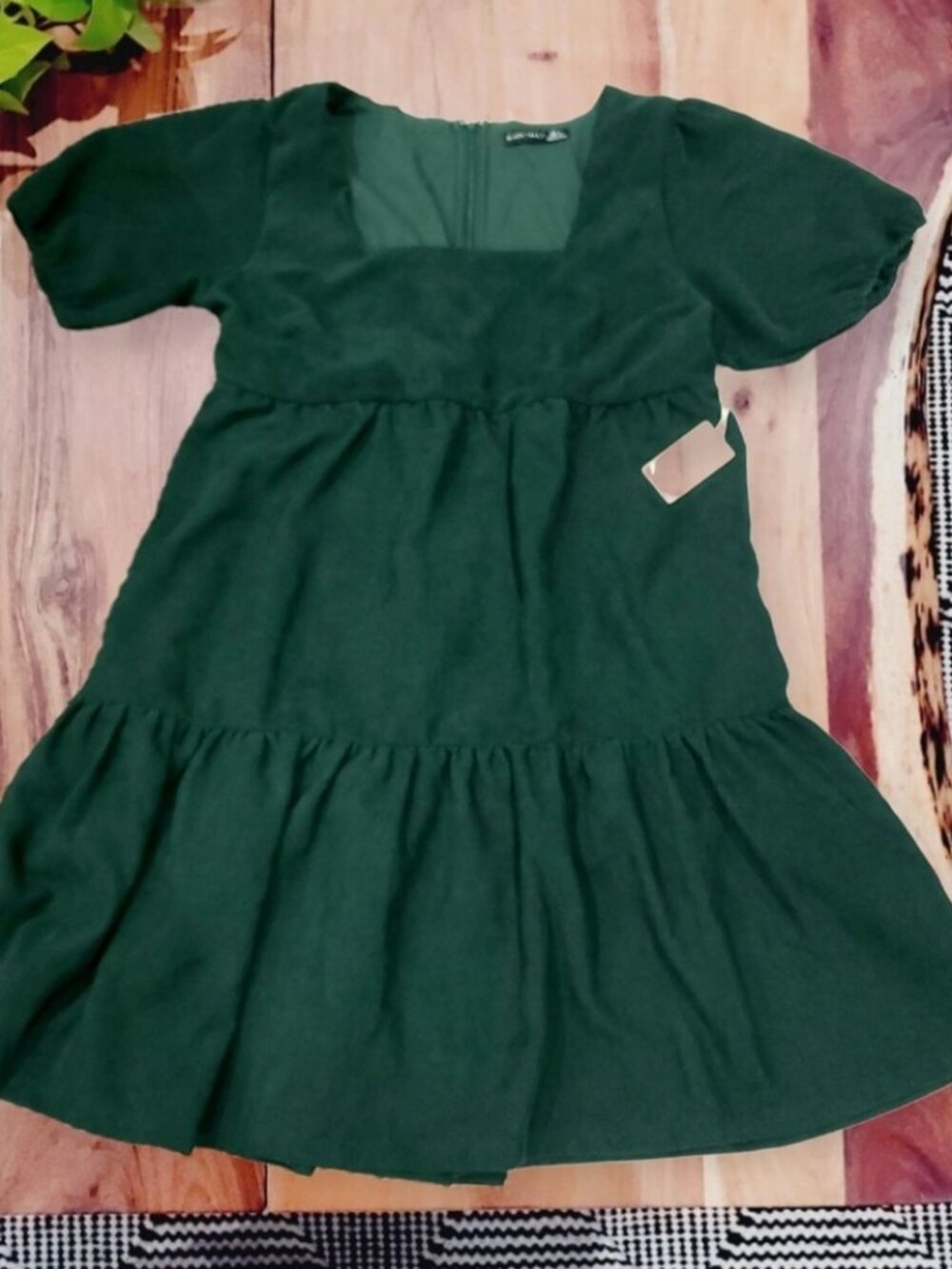 NWT BLACK TAPE Baby Doll Corduroy Drop Waist Emerald Green Dress